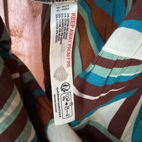 Anthropologie Sundress Abstract Leaf Print Smocked Tiered Boho Midi Dress XXS - Picture 9 of 10